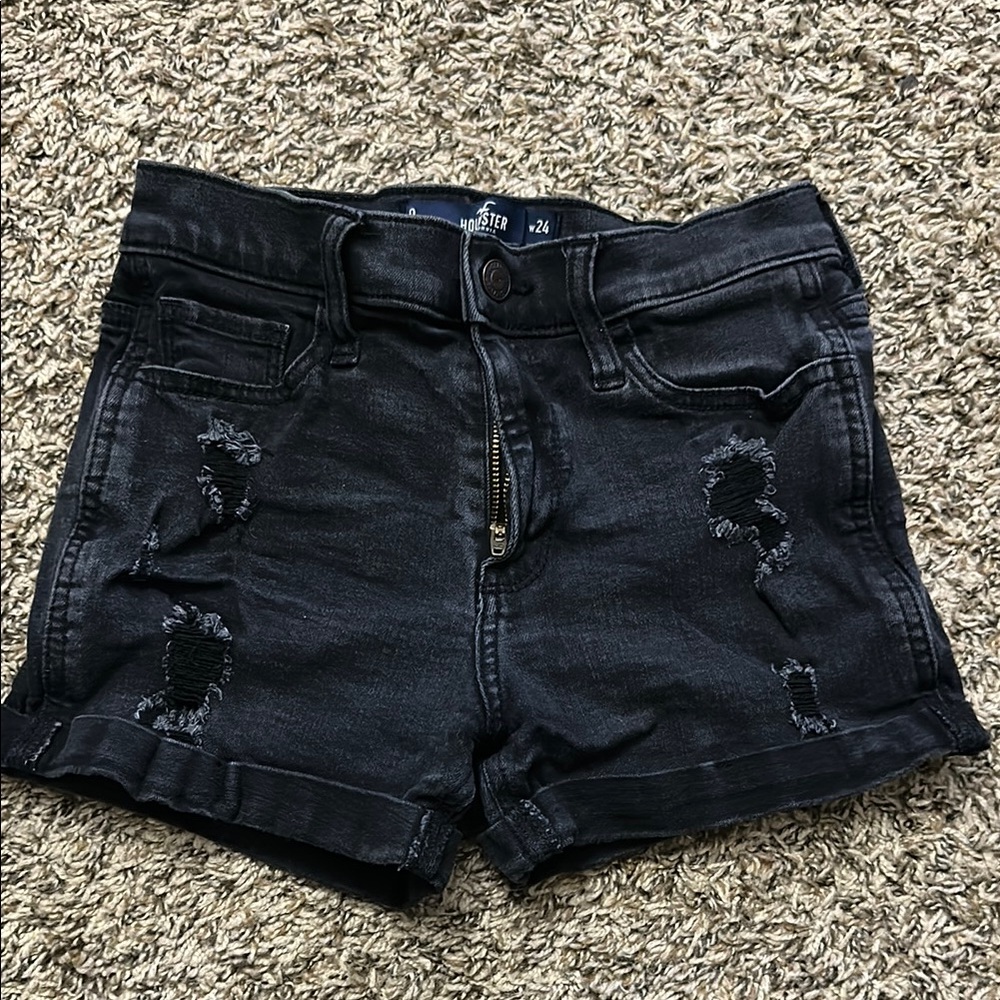 Hollister Women's Black Distressed Shorts